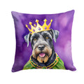 Giant Schnauzer King of Mardi Gras Decorative Throw Pillow 14x14 Indoor Outdoor Accent Cushion, Fabric Cover with Insert for Sofa, Bed, Porch & Living Room