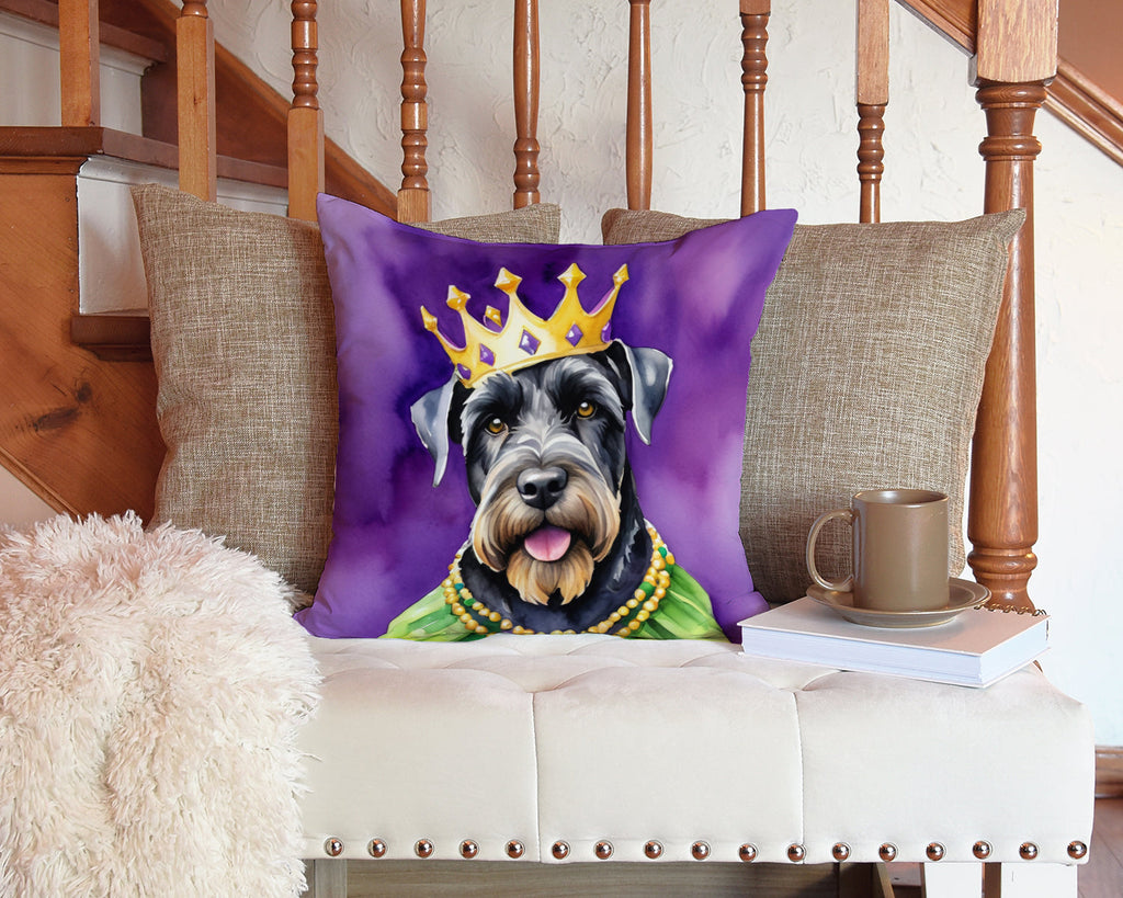 Giant Schnauzer King of Mardi Gras Decorative Throw Pillow 14x14 Indoor Outdoor Accent Cushion, Fabric Cover with Insert for Sofa, Bed, Porch & Living Room