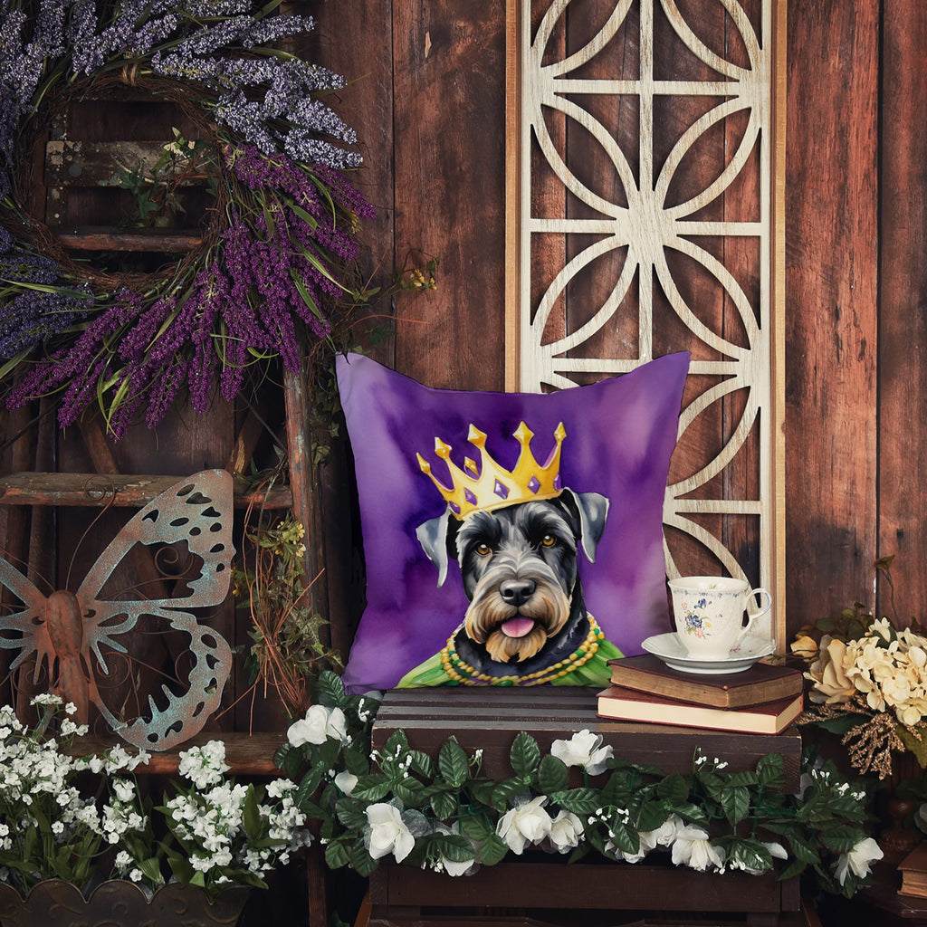 Giant Schnauzer King of Mardi Gras Decorative Throw Pillow 18x18 Indoor Outdoor Accent Cushion, Fabric Cover with Insert for Sofa, Bed, Porch & Living Room