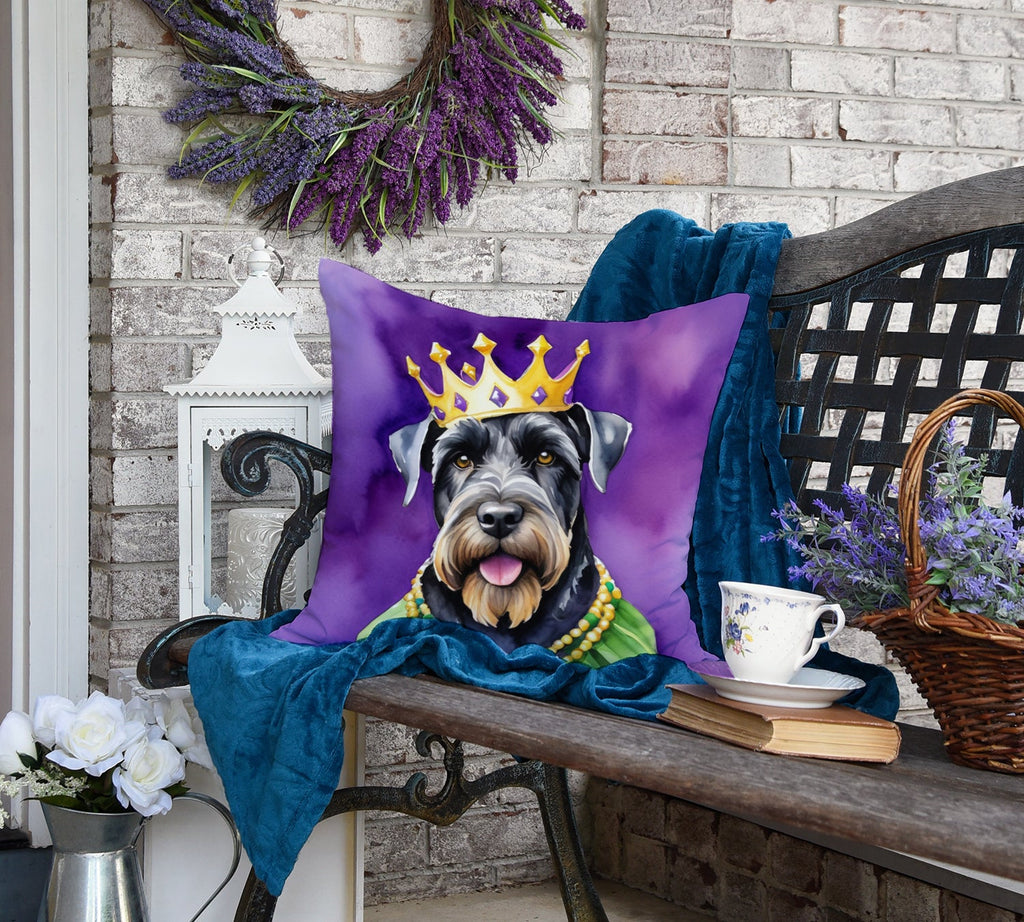 Giant Schnauzer King of Mardi Gras Decorative Throw Pillow 18x18 Indoor Outdoor Accent Cushion, Fabric Cover with Insert for Sofa, Bed, Porch & Living Room