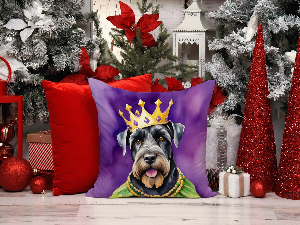 Giant Schnauzer King of Mardi Gras Decorative Throw Pillow 18x18 Indoor Outdoor Accent Cushion, Fabric Cover with Insert for Sofa, Bed, Porch & Living Room