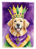 Golden Retriever King of Mardi Gras House Flag 28x40 Porch Sleeve Pole Decorative Outside Yard Banner Artwork Wall Hanging, Polyester