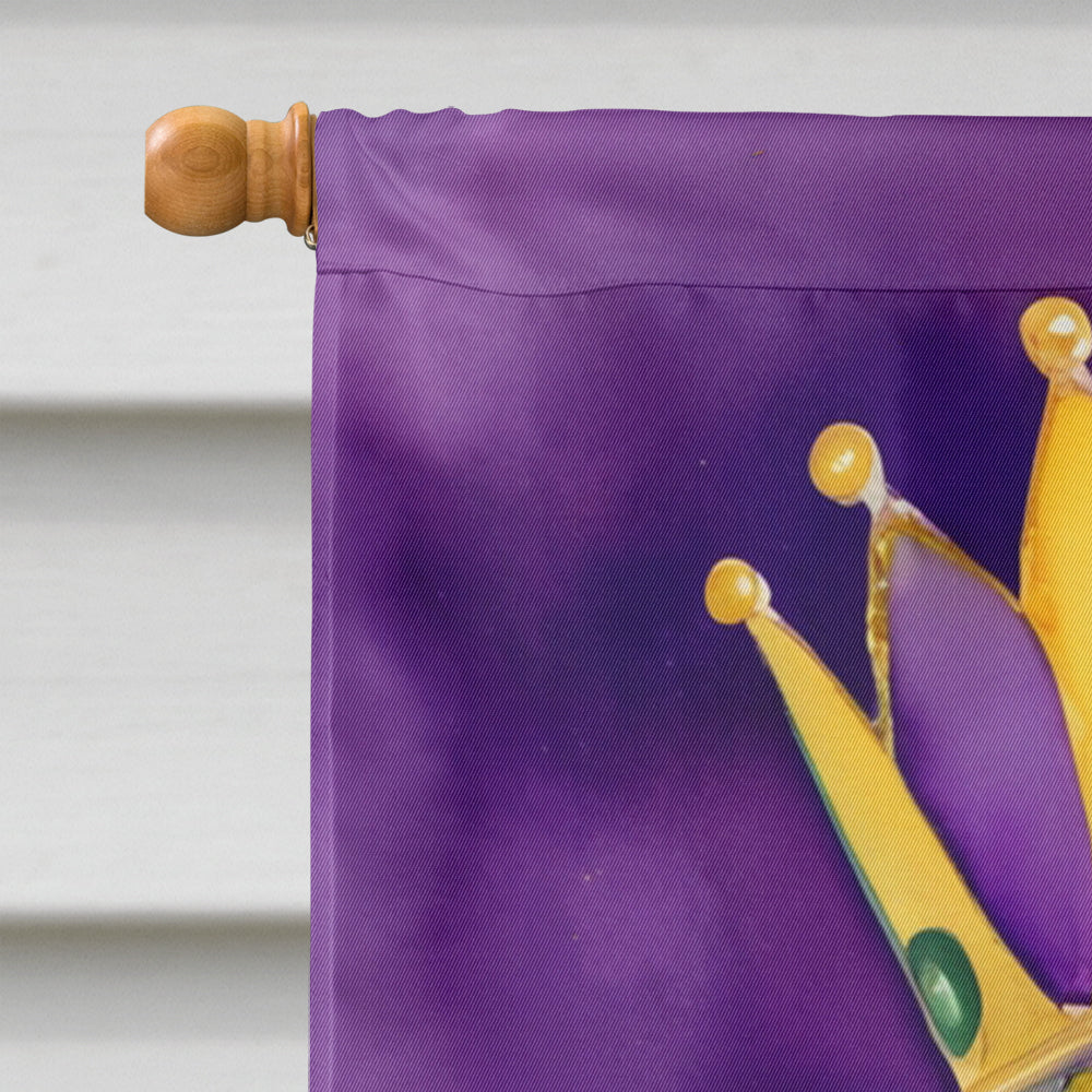 Golden Retriever King of Mardi Gras House Flag 28x40 Porch Sleeve Pole Decorative Outside Yard Banner Artwork Wall Hanging, Polyester