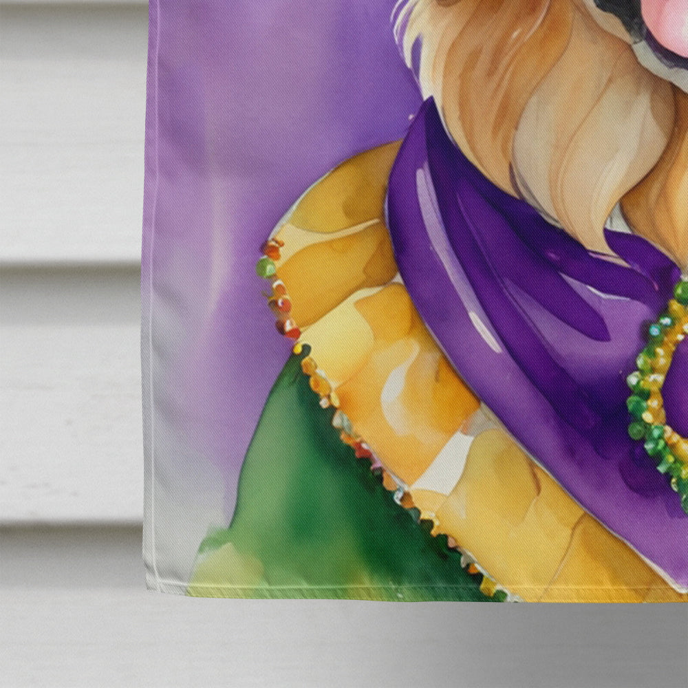 Golden Retriever King of Mardi Gras House Flag 28x40 Porch Sleeve Pole Decorative Outside Yard Banner Artwork Wall Hanging, Polyester