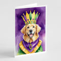 Golden Retriever King of Mardi Gras Greeting Cards Pack of 8 Blank Cards with Envelopes Whimsical A7 Size 5x7