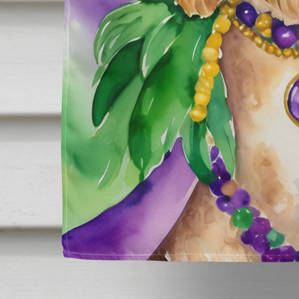 Goldendoodle King of Mardi Gras House Flag 28x40 Porch Sleeve Pole Decorative Outside Yard Banner Artwork Wall Hanging, Polyester
