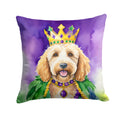 Goldendoodle King of Mardi Gras Decorative Throw Pillow 18x18 Indoor Outdoor Accent Cushion, Fabric Cover with Insert for Sofa, Bed, Porch & Living Room