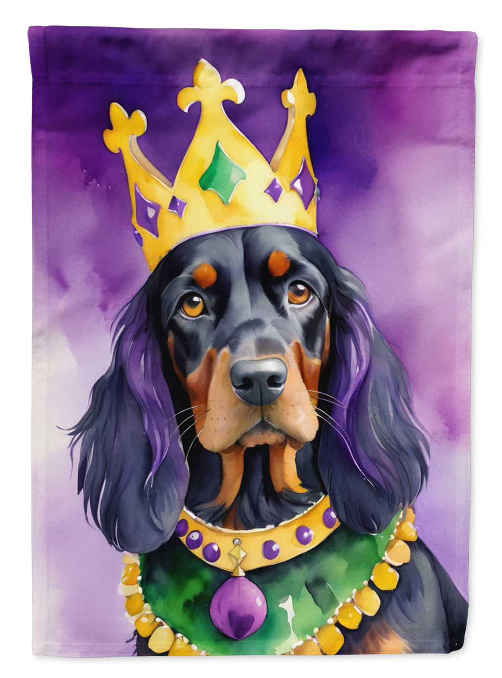 Gordon Setter King of Mardi Gras House Flag 28x40 Porch Sleeve Pole Decorative Outside Yard Banner Artwork Wall Hanging, Polyester