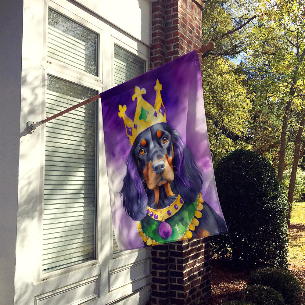 Gordon Setter King of Mardi Gras House Flag 28x40 Porch Sleeve Pole Decorative Outside Yard Banner Artwork Wall Hanging, Polyester