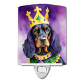 Gordon Setter King of Mardi Gras Ceramic Night Light Compact, UL-Certified, Ideal for Bedroom, Bathroom, Nursery, Hallway, Kitchen, 6x4x3, Multicolor