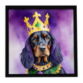 Gordon Setter King of Mardi Gras Framed Metal Print Bathroom, Kitchen, Office, Home Decor Wall Art Ready to Hang, Square, 8X8