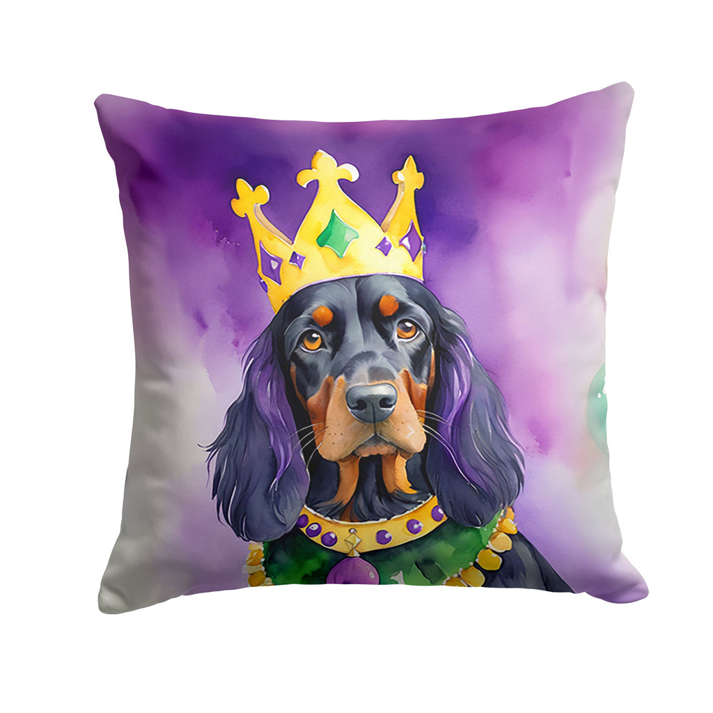 Gordon Setter King of Mardi Gras Decorative Throw Pillow 18x18 Indoor Outdoor Accent Cushion, Fabric Cover with Insert for Sofa, Bed, Porch & Living Room