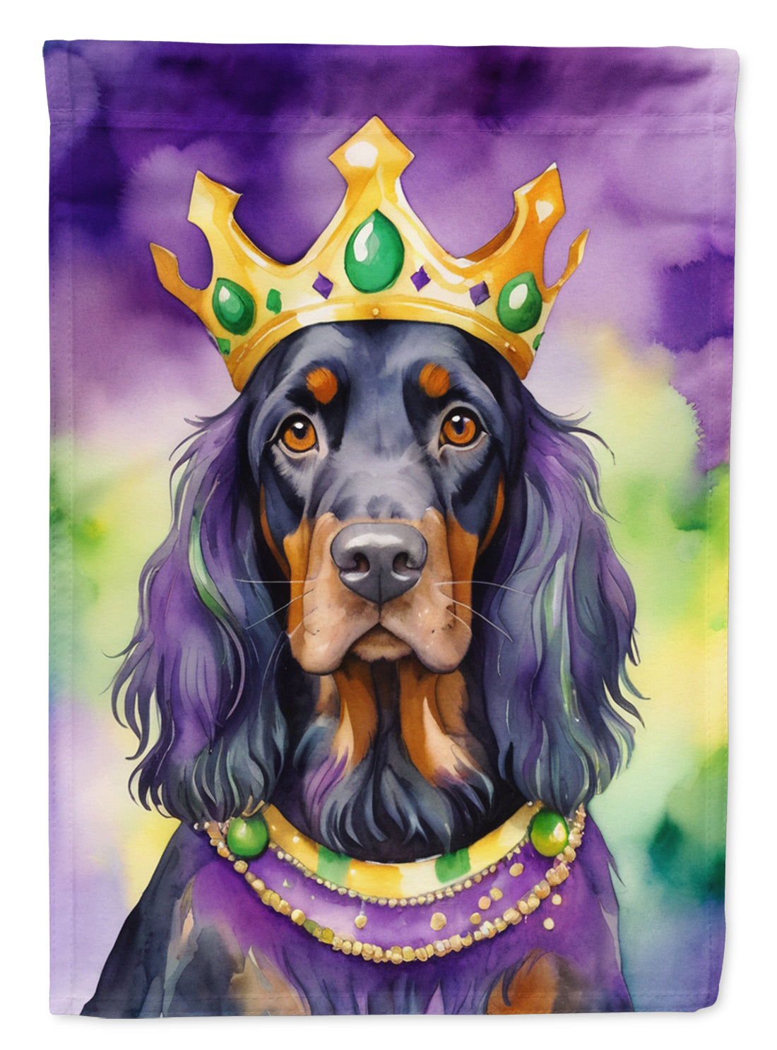 Gordon Setter King of Mardi Gras House Flag 28x40 Porch Sleeve Pole Decorative Outside Yard Banner Artwork Wall Hanging, Polyester