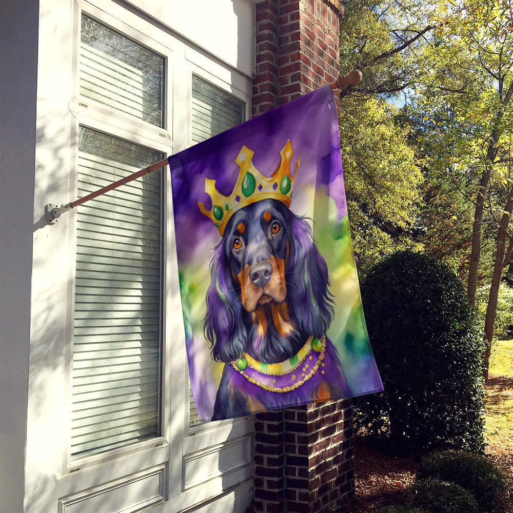 Gordon Setter King of Mardi Gras House Flag 28x40 Porch Sleeve Pole Decorative Outside Yard Banner Artwork Wall Hanging, Polyester