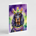 Gordon Setter King of Mardi Gras Greeting Cards Pack of 8 Blank Cards with Envelopes Whimsical A7 Size 5x7