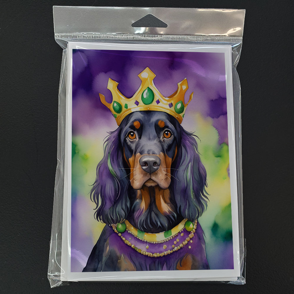 Gordon Setter King of Mardi Gras Greeting Cards Pack of 8 Blank Cards with Envelopes Whimsical A7 Size 5x7