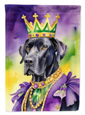 Great Dane King of Mardi Gras House Flag 28x40 Porch Sleeve Pole Decorative Outside Yard Banner Artwork Wall Hanging, Polyester
