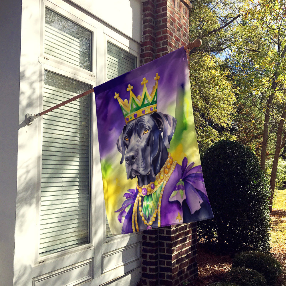 Great Dane King of Mardi Gras House Flag 28x40 Porch Sleeve Pole Decorative Outside Yard Banner Artwork Wall Hanging, Polyester