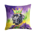 Great Dane King of Mardi Gras Decorative Throw Pillow 14x14 Indoor Outdoor Accent Cushion, Fabric Cover with Insert for Sofa, Bed, Porch & Living Room