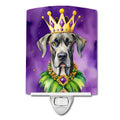 Great Dane King of Mardi Gras Ceramic Night Light Compact, UL-Certified, Ideal for Bedroom, Bathroom, Nursery, Hallway, Kitchen, 6x4x3, Multicolor