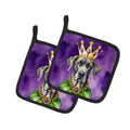 Great Dane King of Mardi Gras Pot Holder Set of 2 Heat Resistant Quilted Hot Pads 7.5 x 7.5 Inch, Insulated Kitchen Trivets for Cooking & Baking