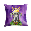Great Dane King of Mardi Gras Decorative Throw Pillow 14x14 Indoor Outdoor Accent Cushion, Fabric Cover with Insert for Sofa, Bed, Porch & Living Room