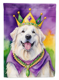 Great Pyrenees King of Mardi Gras House Flag 28x40 Porch Sleeve Pole Decorative Outside Yard Banner Artwork Wall Hanging, Polyester