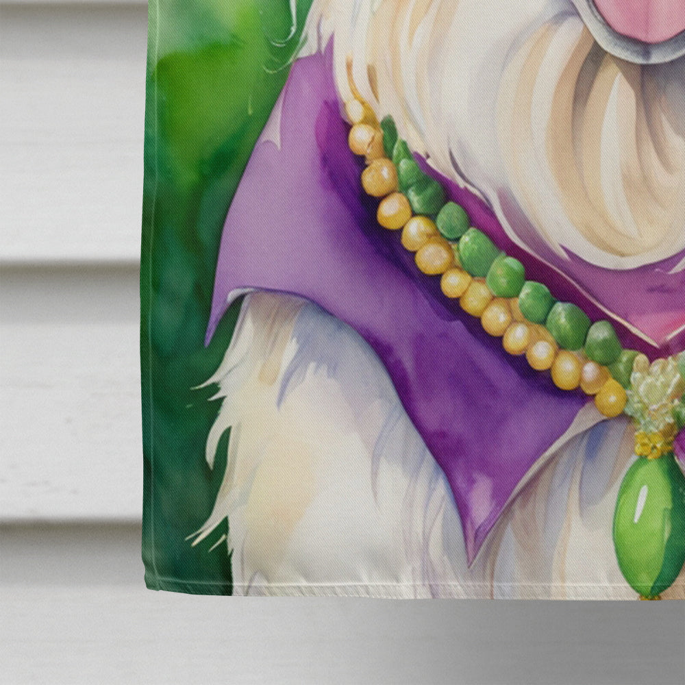 Great Pyrenees King of Mardi Gras House Flag 28x40 Porch Sleeve Pole Decorative Outside Yard Banner Artwork Wall Hanging, Polyester