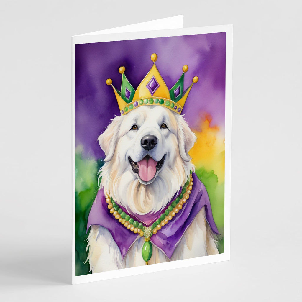 Great Pyrenees King of Mardi Gras Greeting Cards Pack of 8 Blank Cards with Envelopes Whimsical A7 Size 5x7
