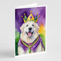 Great Pyrenees King of Mardi Gras Greeting Cards Pack of 8 Blank Cards with Envelopes Whimsical A7 Size 5x7