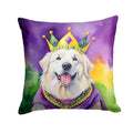 Great Pyrenees King of Mardi Gras Decorative Throw Pillow 14x14 Indoor Outdoor Accent Cushion, Fabric Cover with Insert for Sofa, Bed, Porch & Living Room