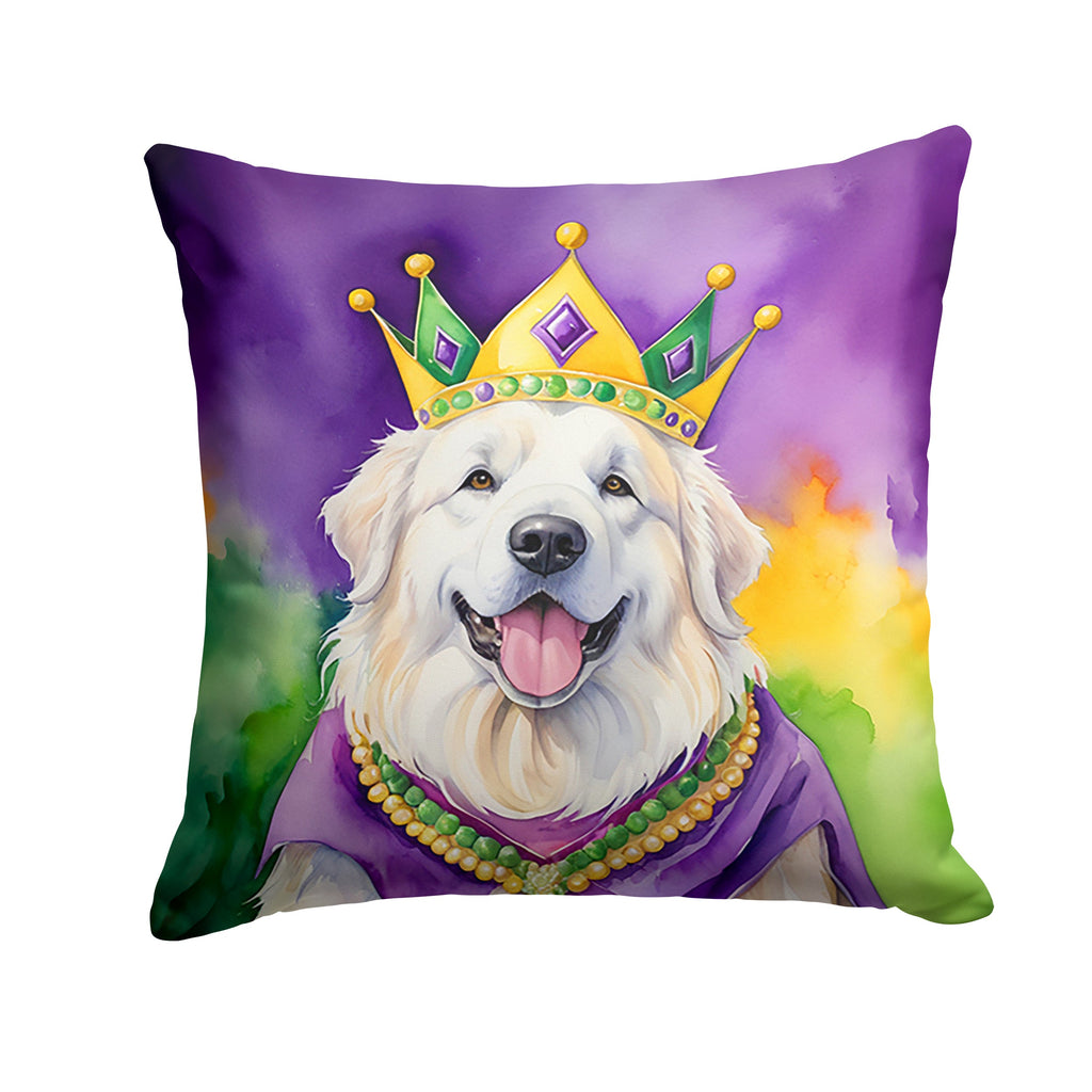 Great Pyrenees King of Mardi Gras Decorative Throw Pillow 18x18 Indoor Outdoor Accent Cushion, Fabric Cover with Insert for Sofa, Bed, Porch & Living Room