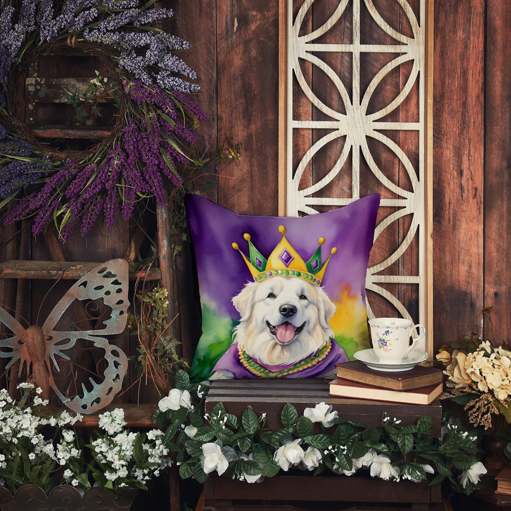 Great Pyrenees King of Mardi Gras Decorative Throw Pillow 18x18 Indoor Outdoor Accent Cushion, Fabric Cover with Insert for Sofa, Bed, Porch & Living Room