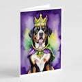 Greater Swiss Mountain Dog King of Mardi Gras Greeting Cards Pack of 8 Blank Cards with Envelopes Whimsical A7 Size 5x7