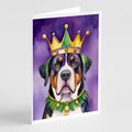 Greater Swiss Mountain Dog King of Mardi Gras Greeting Cards Pack of 8 Blank Cards with Envelopes Whimsical A7 Size 5x7