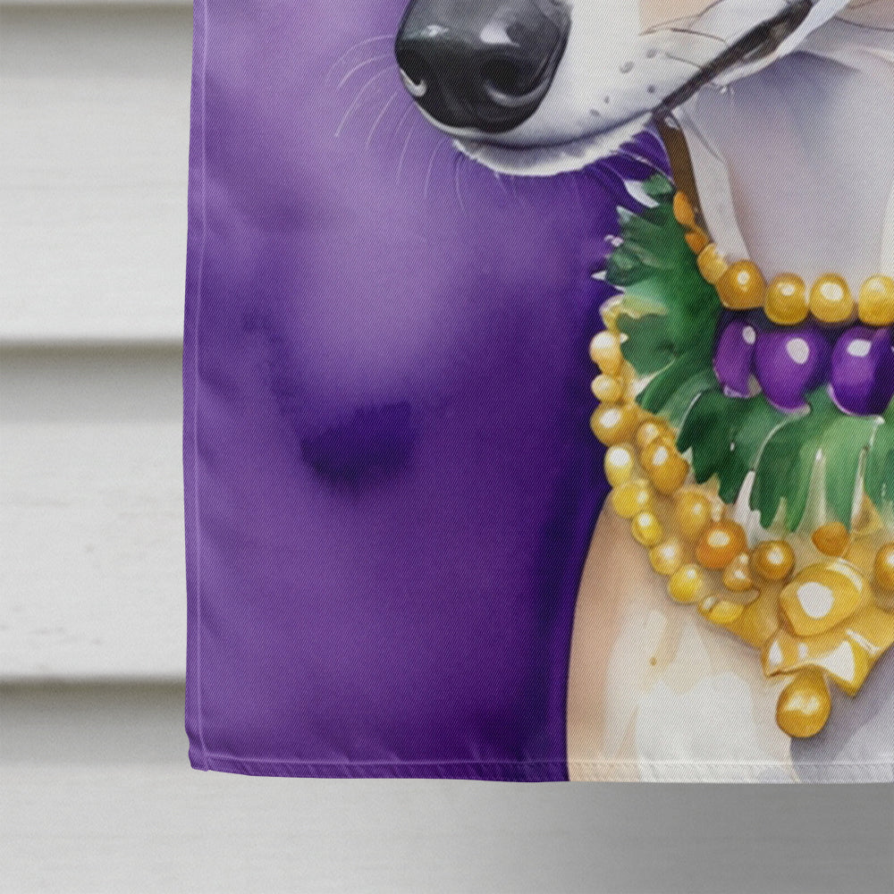 Greyhound King of Mardi Gras House Flag 28x40 Porch Sleeve Pole Decorative Outside Yard Banner Artwork Wall Hanging, Polyester