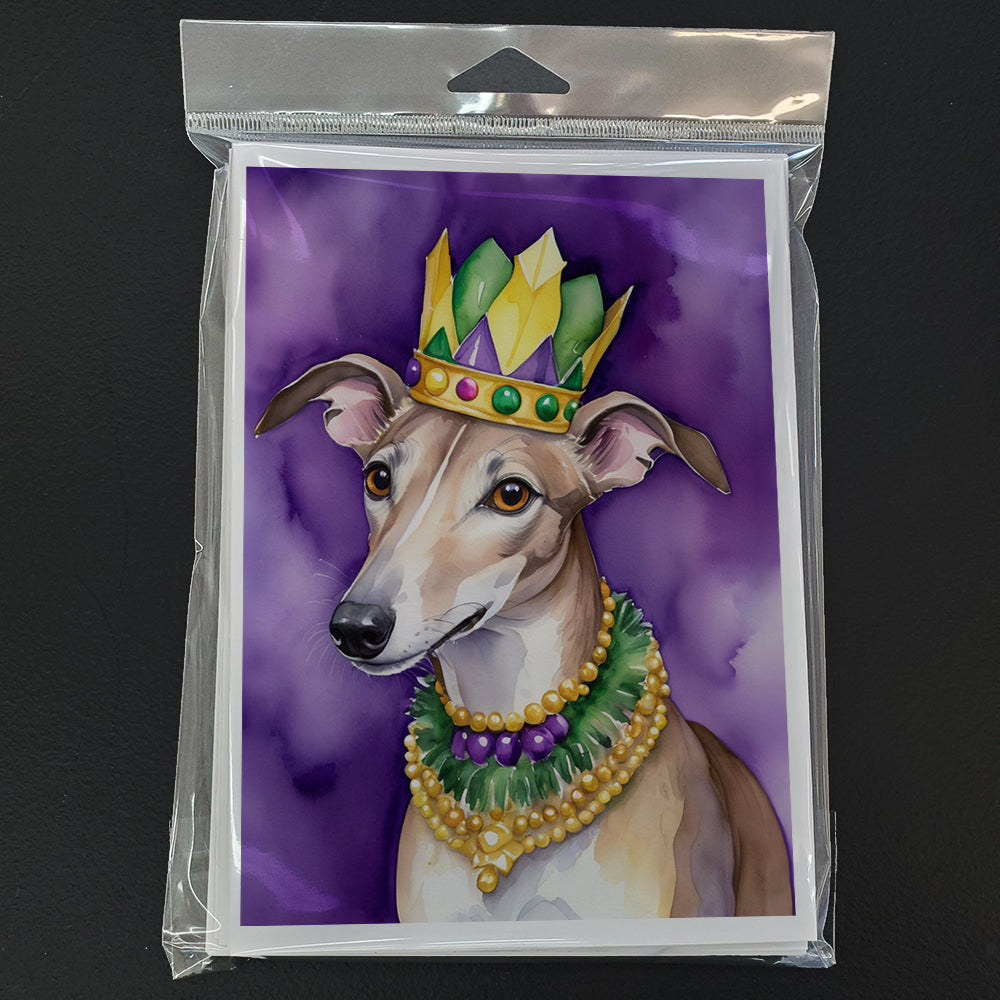 Greyhound King of Mardi Gras Greeting Cards Pack of 8 Blank Cards with Envelopes Whimsical A7 Size 5x7