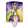 Greyhound King of Mardi Gras Ceramic Night Light Compact, UL-Certified, Ideal for Bedroom, Bathroom, Nursery, Hallway, Kitchen, 6x4x3, Multicolor