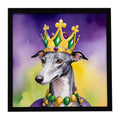 Greyhound King of Mardi Gras Framed Metal Print Bathroom, Kitchen, Office, Home Decor Wall Art Ready to Hang, Square, 8X8