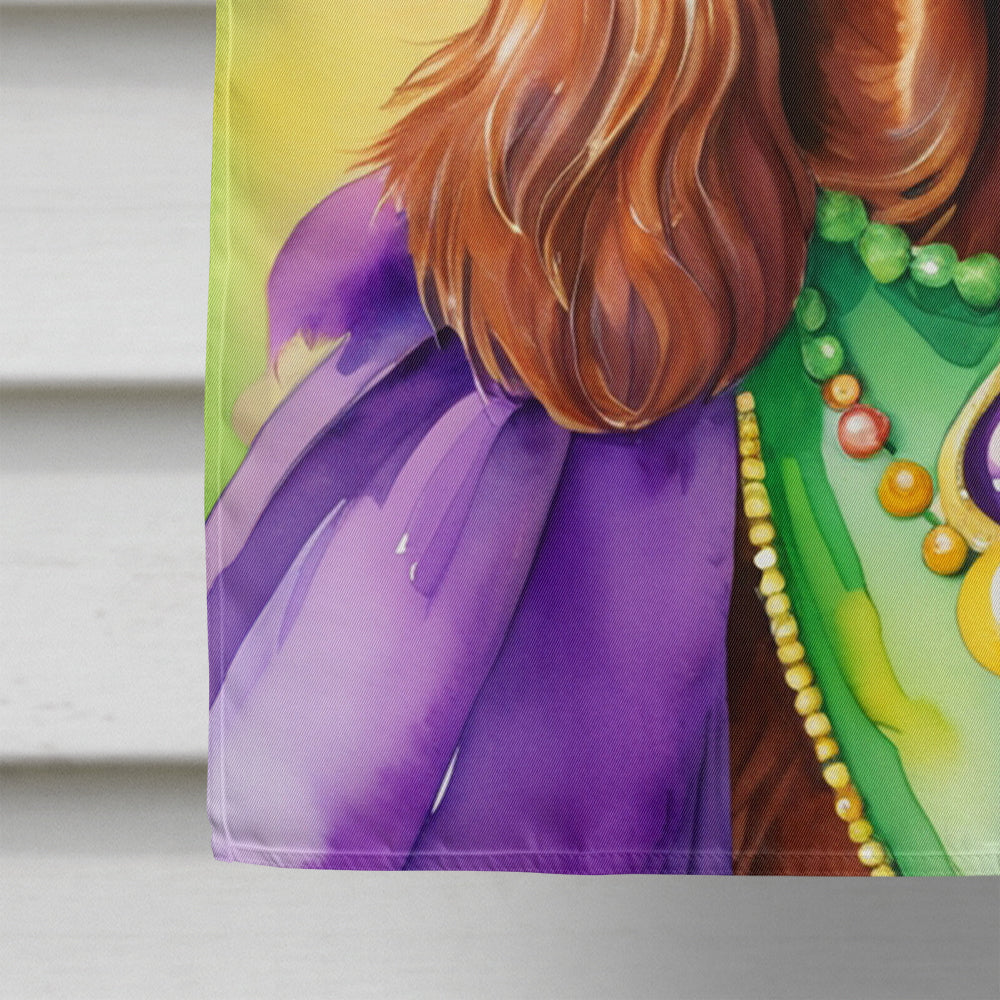 Irish Setter King of Mardi Gras House Flag 28x40 Porch Sleeve Pole Decorative Outside Yard Banner Artwork Wall Hanging, Polyester
