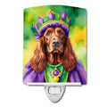 Irish Setter King of Mardi Gras Ceramic Night Light Compact, UL-Certified, Ideal for Bedroom, Bathroom, Nursery, Hallway, Kitchen, 6x4x3, Multicolor