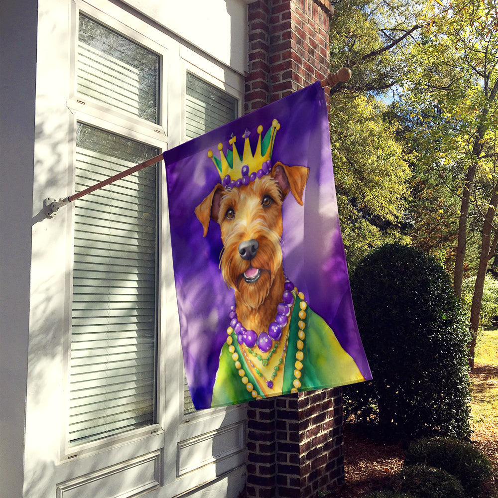 Irish Terrier King of Mardi Gras House Flag 28x40 Porch Sleeve Pole Decorative Outside Yard Banner Artwork Wall Hanging, Polyester