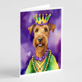 Irish Terrier King of Mardi Gras Greeting Cards Pack of 8 Blank Cards with Envelopes Whimsical A7 Size 5x7