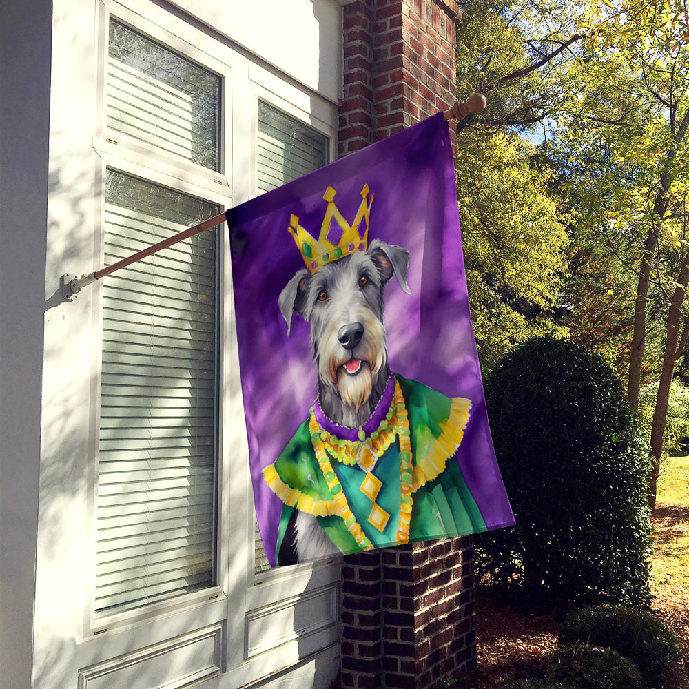 Irish Wolfhound King of Mardi Gras House Flag 28x40 Porch Sleeve Pole Decorative Outside Yard Banner Artwork Wall Hanging, Polyester