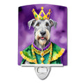 Irish Wolfhound King of Mardi Gras Ceramic Night Light Compact, UL-Certified, Ideal for Bedroom, Bathroom, Nursery, Hallway, Kitchen, 6x4x3, Multicolor