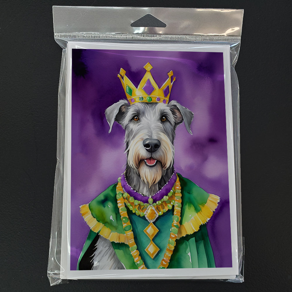 Irish Wolfhound King of Mardi Gras Greeting Cards Pack of 8 Blank Cards with Envelopes Whimsical A7 Size 5x7