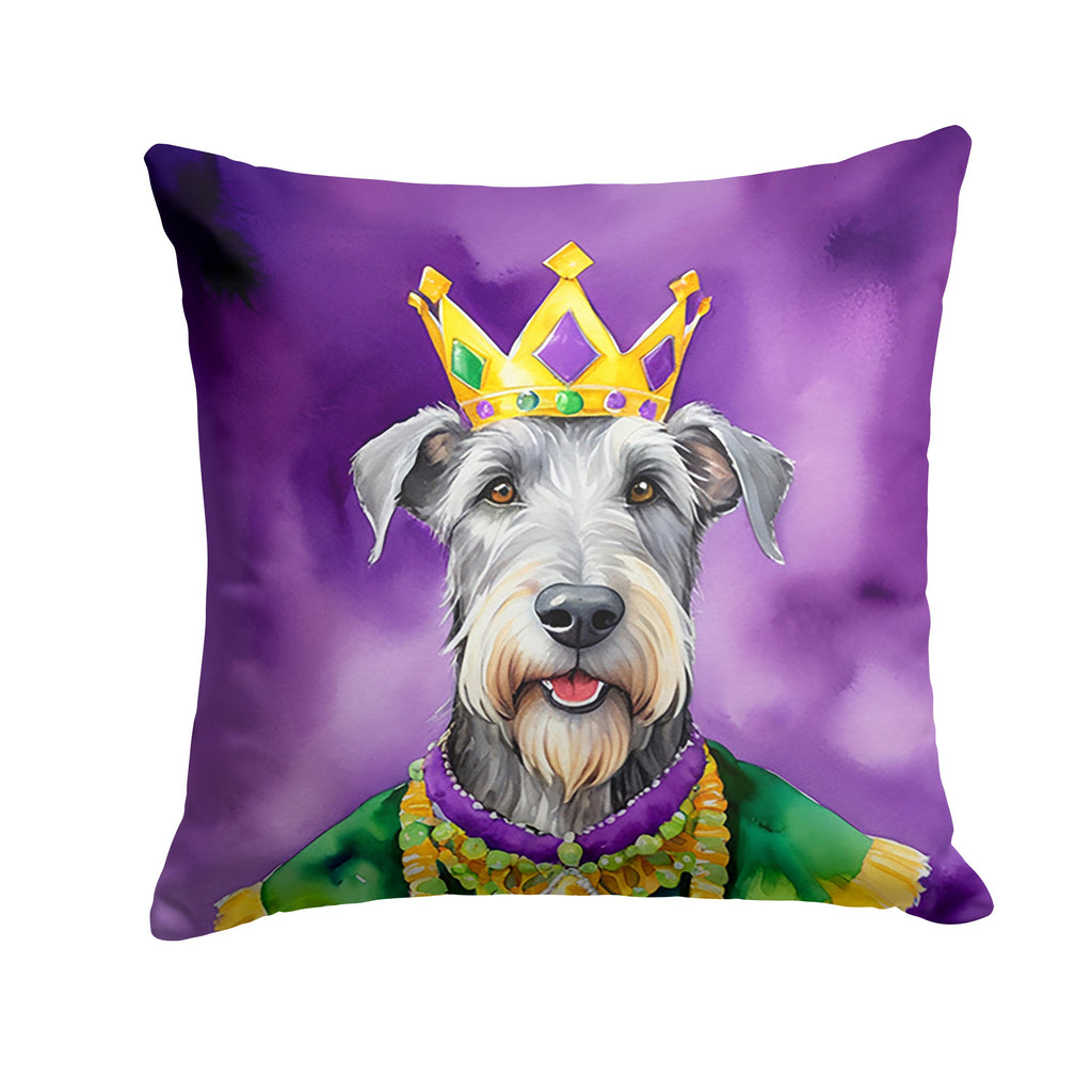 Irish Wolfhound King of Mardi Gras Decorative Throw Pillow 14x14 Indoor Outdoor Accent Cushion, Fabric Cover with Insert for Sofa, Bed, Porch & Living Room