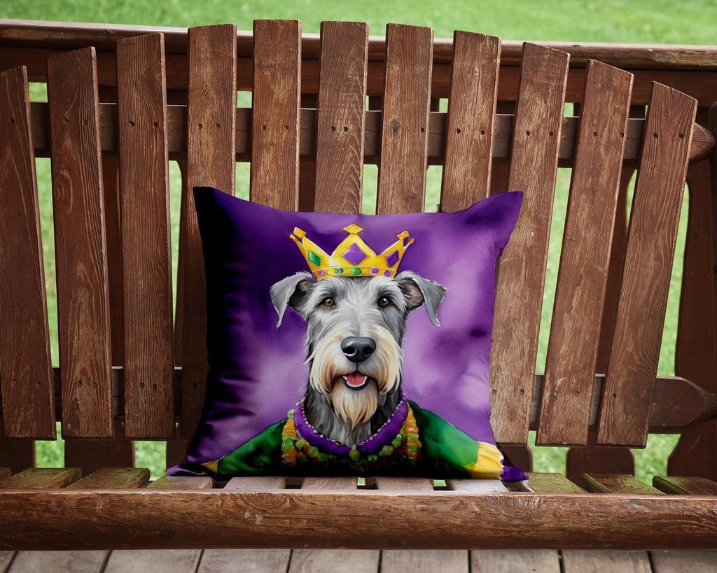 Irish Wolfhound King of Mardi Gras Decorative Throw Pillow 14x14 Indoor Outdoor Accent Cushion, Fabric Cover with Insert for Sofa, Bed, Porch & Living Room