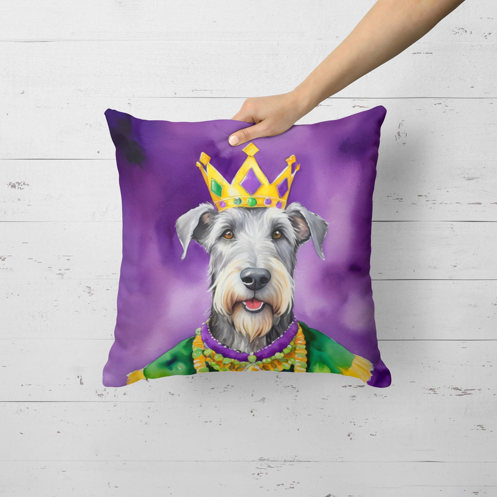 Irish Wolfhound King of Mardi Gras Decorative Throw Pillow 18x18 Indoor Outdoor Accent Cushion, Fabric Cover with Insert for Sofa, Bed, Porch & Living Room