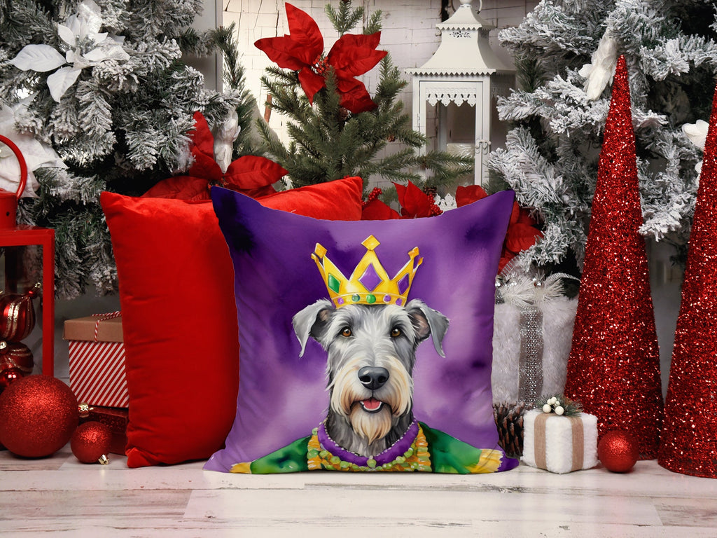 Irish Wolfhound King of Mardi Gras Decorative Throw Pillow 18x18 Indoor Outdoor Accent Cushion, Fabric Cover with Insert for Sofa, Bed, Porch & Living Room